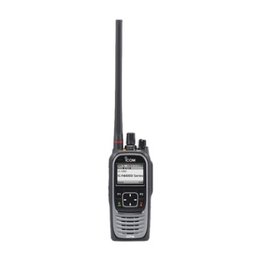 RADIO PORTÁTIL ICOM IC-F4400DS/11, VHF 380-470MHz, digital y analógico con pantalla a color, 1024 canales, 5 W de potencia de RF.  Batería, cargador, antena y clip incluidos.