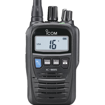 RADIO PORTÁTIL MARINO ICOM IC-M85, comercial en VHF, incluye los canales USA, INT, CAN, y del clima.